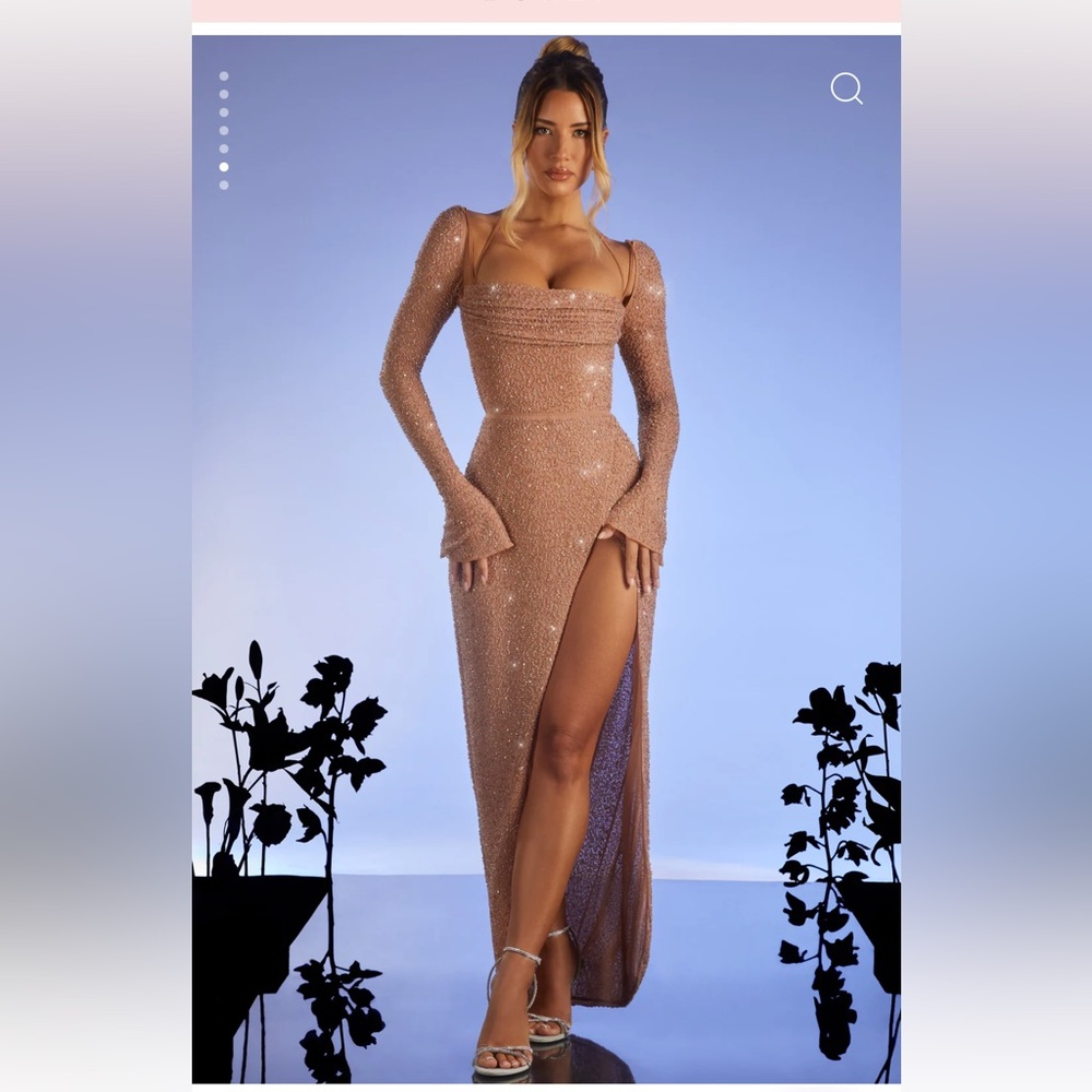 Oh Polly - CHAMPEL
Embellished Cowl Neck Maxi Dress in Nude